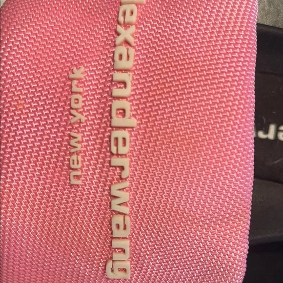 Alexander Wang Pink and Black Logo Slide Sandals - Picture 2 of 4
